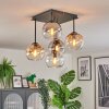 Koyoto ceiling light, globe light Amber, chrome, clear, Smoke-coloured, 5-light sources