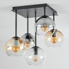 Koyoto ceiling light, globe light Amber, chrome, clear, Smoke-coloured, 5-light sources