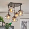 Koyoto ceiling light, globe light chrome, clear, Smoke-coloured, 5-light sources