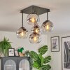 Koyoto ceiling light, globe light chrome, clear, Smoke-coloured, 5-light sources