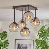 Koyoto ceiling light, globe light chrome, clear, Smoke-coloured, 5-light sources