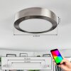 Omaro ceiling light, Panel LED matt nickel, 1-light source, Colour changer