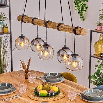 Koyoto hanging light, globe light, pendant light Ecru, black, 5-light sources