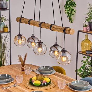 Koyoto hanging light, globe light, pendant light Ecru, black, 5-light sources