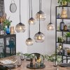 Koyoto hanging light, globe light, pendant light clear, Smoke-coloured, 6-light sources