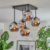 Ripoll ceiling light, globe light chrome, Smoke-coloured, 5-light sources