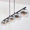 Koyoto hanging light, globe light, pendant light chrome, clear, Smoke-coloured, 5-light sources