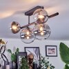 Chehalis ceiling light, globe light clear, Smoke-coloured, 5-light sources