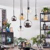 Koyoto hanging light, globe light, pendant light Amber, chrome, clear, Smoke-coloured, 6-light sources