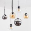 Koyoto hanging light, globe light, pendant light Amber, chrome, clear, Smoke-coloured, 6-light sources