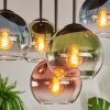 Koyoto ceiling light, globe light blue, green, clear, coppery, 5-light sources