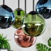 Gastor ceiling light, globe light blue, green, coppery, 5-light sources