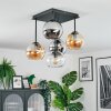Koyoto ceiling light, globe light Amber, chrome, clear, Smoke-coloured, 5-light sources