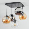 Koyoto ceiling light, globe light Amber, chrome, clear, Smoke-coloured, 5-light sources