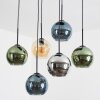 Koyoto hanging light, globe light, pendant light Amber, blue, chrome, green, Smoke-coloured, 6-light sources