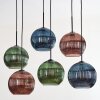Koyoto hanging light, globe light, pendant light blue, green, coppery, 6-light sources