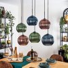 Koyoto hanging light, globe light, pendant light blue, green, coppery, 6-light sources