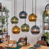 Koyoto hanging light, globe light, pendant light blue, gold, green, 6-light sources