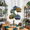Koyoto hanging light, globe light, pendant light blue, gold, green, 6-light sources