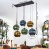 Koyoto hanging light, globe light, pendant light blue, gold, green, 6-light sources