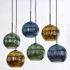 Koyoto hanging light, globe light, pendant light blue, gold, green, 6-light sources