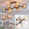 Ripoll ceiling light, globe light Amber, clear, 8-light sources