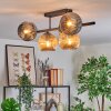 Ripoll ceiling light, globe light Amber, Smoke-coloured, 5-light sources