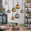 Koyoto hanging light, globe light, pendant light blue, gold, green, 6-light sources