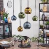 Koyoto hanging light, globe light, pendant light blue, gold, green, 6-light sources