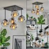 Ripoll ceiling light, globe light chrome, clear, Smoke-coloured, 5-light sources