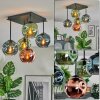 Ripoll ceiling light, globe light blue, green, coppery, 5-light sources