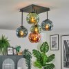 Ripoll ceiling light, globe light blue, green, coppery, 5-light sources