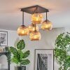 Ripoll ceiling light, globe light Amber, 5-light sources