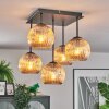 Ripoll ceiling light, globe light Amber, 5-light sources