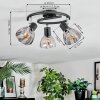 Saire ceiling light, ceiling spotlight chrome, black, 3-light sources