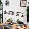 Koyoto hanging light, globe light, pendant light chrome, Smoke-coloured, 5-light sources
