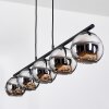 Koyoto hanging light, globe light, pendant light chrome, Smoke-coloured, 5-light sources