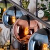 Koyoto hanging light, globe light, pendant light blue, green, coppery, 5-light sources
