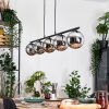 Gastor hanging light, globe light, pendant light chrome, Smoke-coloured, 5-light sources