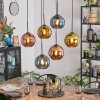 Koyoto hanging light, globe light, pendant light blue, gold, coppery, 6-light sources