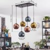 Koyoto hanging light, globe light, pendant light blue, gold, coppery, 6-light sources