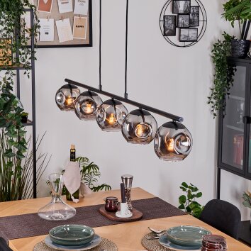 Ripoll hanging light, globe light, pendant light Smoke-coloured, 5-light sources