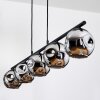 Ripoll hanging light, globe light, pendant light chrome, Smoke-coloured, 5-light sources