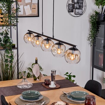 Ripoll hanging light, globe light, pendant light Amber, clear, 5-light sources