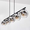 Ripoll hanging light, globe light, pendant light chrome, clear, Smoke-coloured, 5-light sources