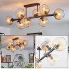 Koyoto ceiling light, globe light Amber, clear, 8-light sources