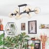 Koyoto ceiling light, globe light Amber, clear, 8-light sources