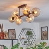Koyoto ceiling light, globe light Amber, clear, 8-light sources