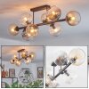 Koyoto ceiling light, globe light Amber, clear, Smoke-coloured, 8-light sources