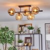 Ripoll ceiling light, globe light Amber, 5-light sources